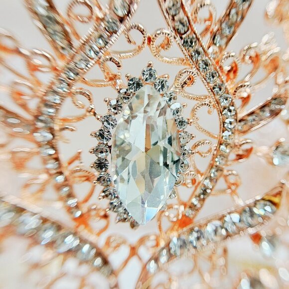 Princess Tiara, Rose Gold Wedding Tiara, Pageant Crown, Crystal Bridal Hairpiece main image 4
